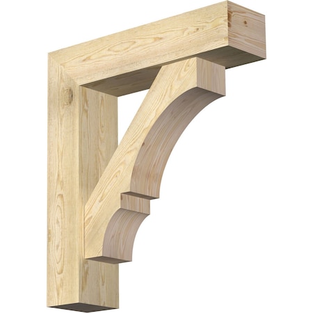 Ekena Millwork Balboa Block Rough Sawn Bracket w/ Offset Brace, Douglas Fir, 8"W x 32"D x 36"H BKT0806X32X36BOA05RDF
